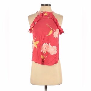 Billabong Coral Pink Floral Ruffle Halter Tank